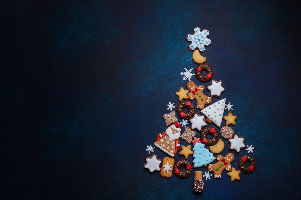 Holiday recipes Christmas cookies in shape of a tree