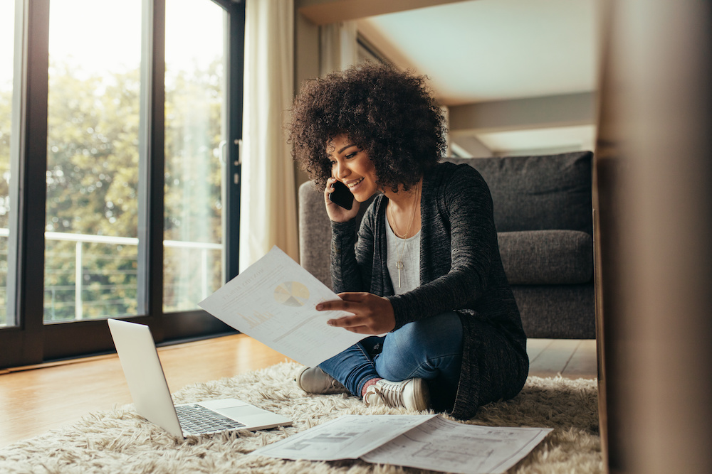 Woman working from her living room in-network vs out-of-network insurance for braces in Charleston SC